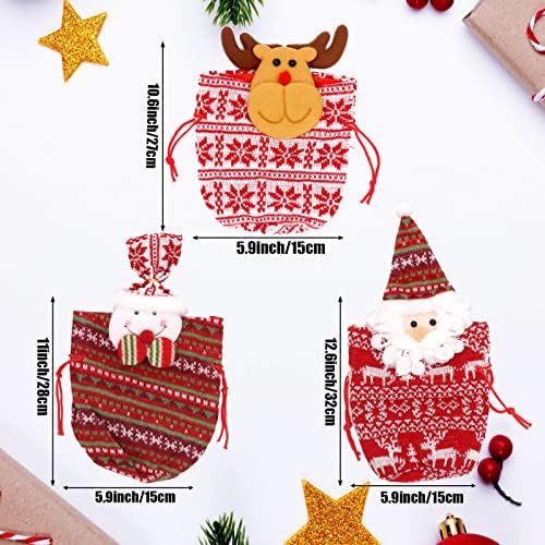 hanaiette Коледна Украса Подарък Чанта от съвсем малък Коледна торбичка за Бонбони Чанти за Коледни Предложения Торбички за Подаръци, Коледни Джутовые Торби, Торбички