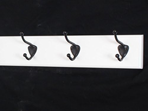 Бяла закачалка за дрехи с Бронзови куки за шапки и палта, настъргани на нефт (20 x 3.5 с 4 куки)