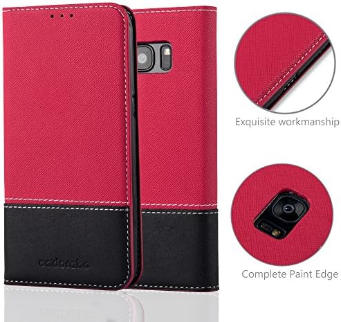 Калъф-за награда Cadorabo, съвместим с Samsung Galaxy S7 Edge, червено-черно - с магнитна закопчалка, функция поставки и отделения за карти в Чантата си Etui Cover, калъф от изкуствена ?