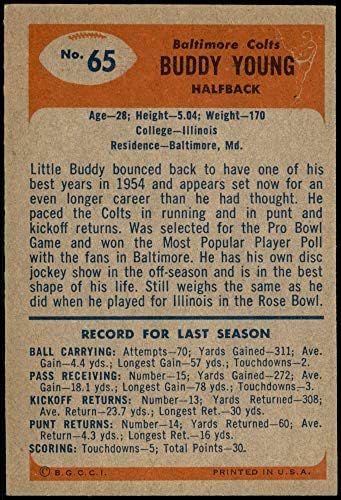 1955 Боуман 65 Бъди Йънг Балтимор Колтс (Футболна карта) EX/MT Colts
