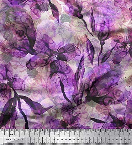 Памучен холщовая плат Soimoi с флорални и текстурным принтом ширина 56 см