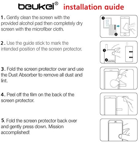 Защитно закалено стъкло beukei (3 опаковки), съвместим с Cricket Ovation 3 и AT & T Motivate Max (U668AA), чувствително към касанию,