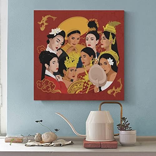 Плакат с Изображение, в ретро стил, Азиатски Честване на традиционни Прекрасни Жени, Домашна Живопис, Арт Декор на стените, Платно, Стена