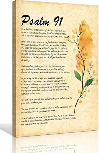 Псалм 91 Стенно изкуство Библейски Стих Монтиране на Изкуството В рамка Цитат Плакат Стари Религиозни Цитати Стенно Изкуство, Вдъхновяващи Плакати Платно Библейск