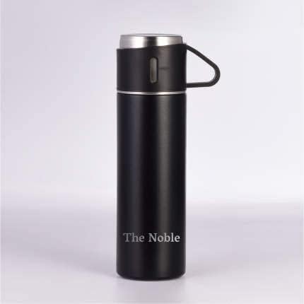 Термос Noble 304 неръждаема стомана 500 мл/16,9 унция с вакуумна изолация, бутилка с чаша за топла напитка-кафе и колба за студена вода.Termo de Acero Inoxidable Termo Para Mate(Black Set)