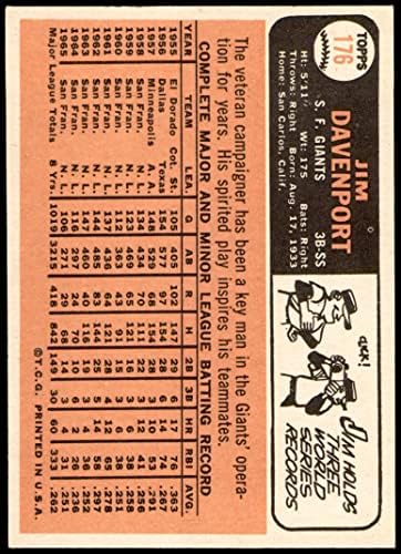 1966 Topps 176 Джим Дейвънпорт Сан Франциско Джайентс (Бейзболна картичка) Ню Йорк /MT Джайънтс