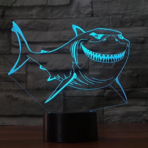 Jinnwell 3D Акула Риба Нощно Лампа Илюзията за нощна светлина В 7 Цвята което променя Сензорен Прекъсвач Тенис на Украсата на Масата Лампи Акрил Плосък КОРЕМА База USB Каб