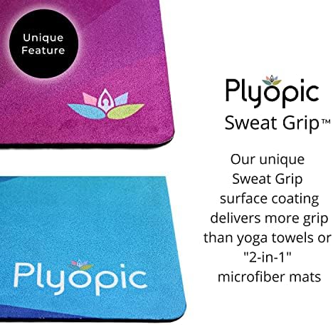 Универсална подложка за йога Plyopic | Луксозна подложка за пот / Комбинирано кърпа | Екологично Чист натурален каучук | идеален за практикуване на йога, пилатес, бикрам