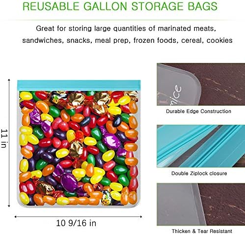 За многократна употреба Галлоновые пакети за замразяване - 6 Опаковки, 1 Галлоновые пакети за съхранение, херметически затворени силиконови и пластмасови торбички